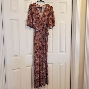 Burnt Orange Floral Jumpsuits